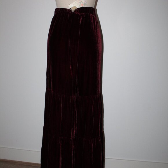 NWT Johnny Was Biya JW Los Angeles Black Velvet Tiered Wide Leg Pants Pant - Picture 7 of 8